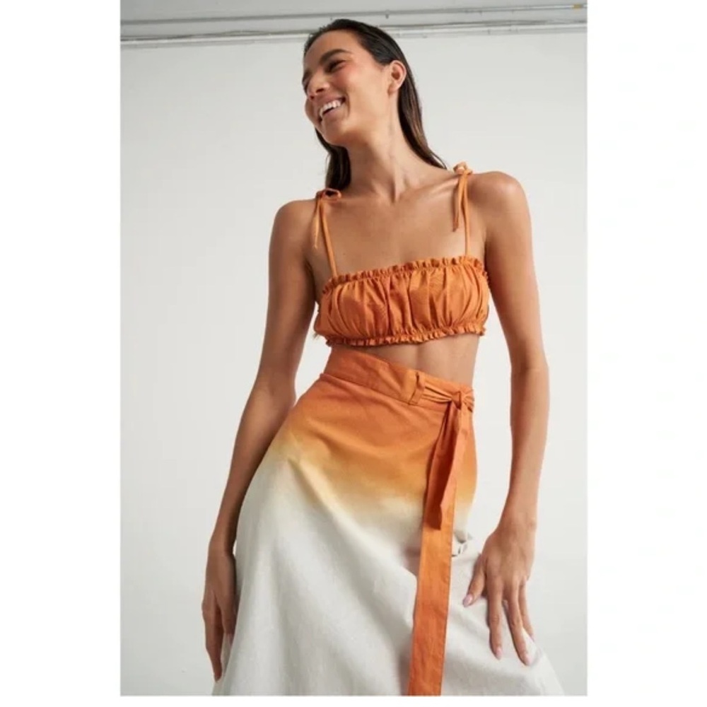 Anthropologie Orange and Cream Dress